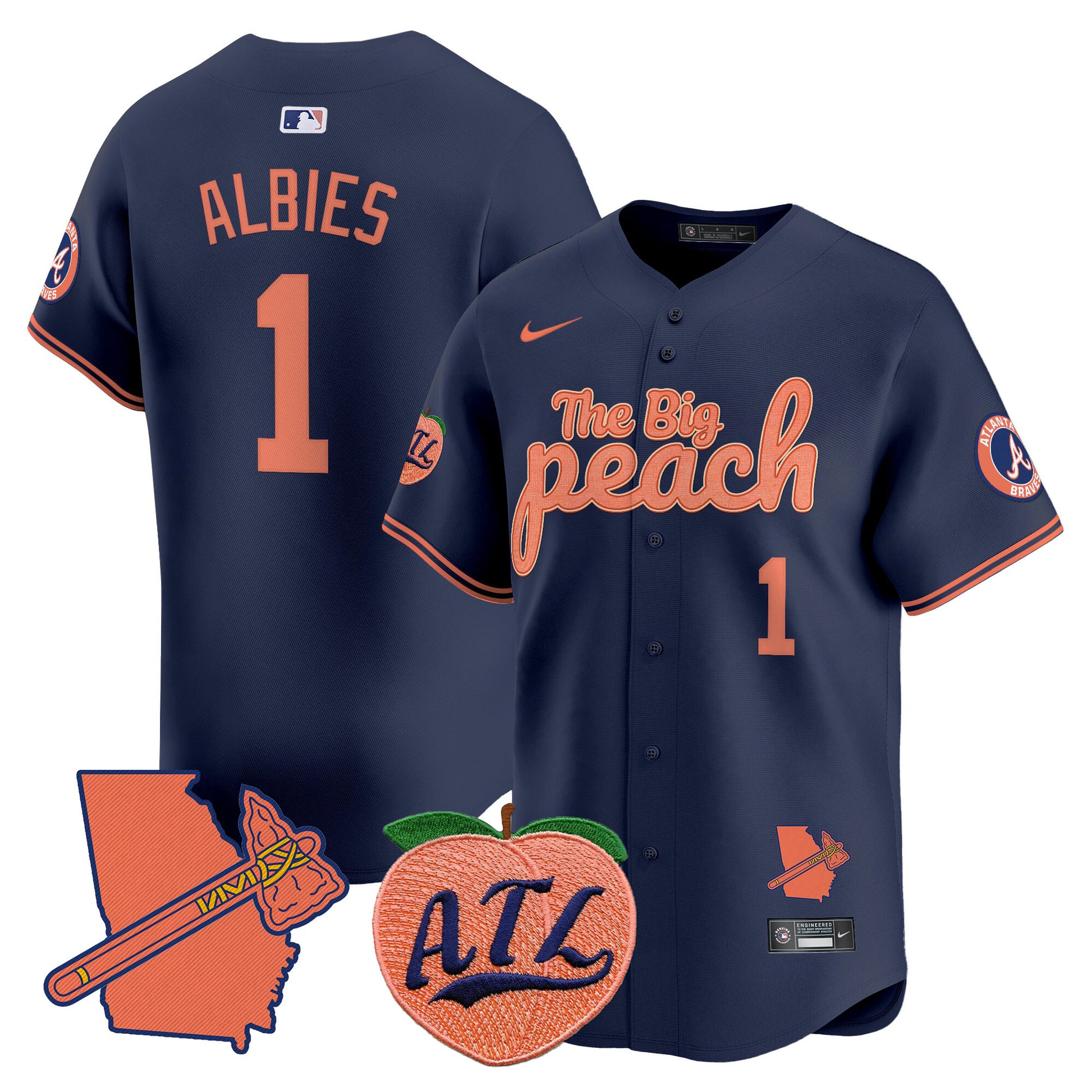  Atlanta Braves The Big Peach Vapor Premier Limited Jersey - All Stitched