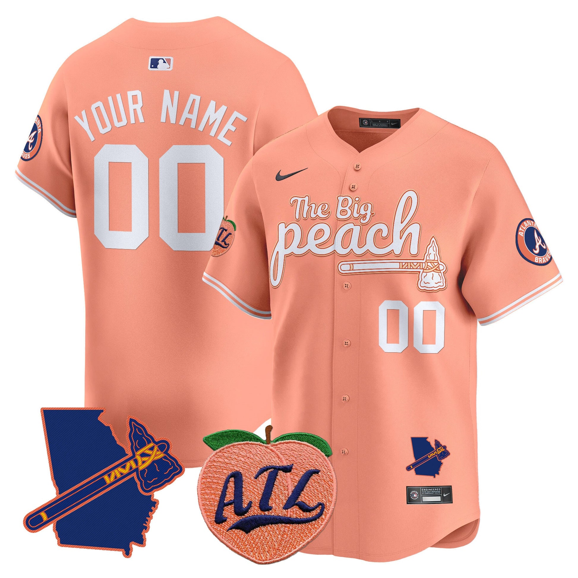 Atlanta Braves The Big Peach Vapor Premier Limited Custom Jersey V2 - All Stitched