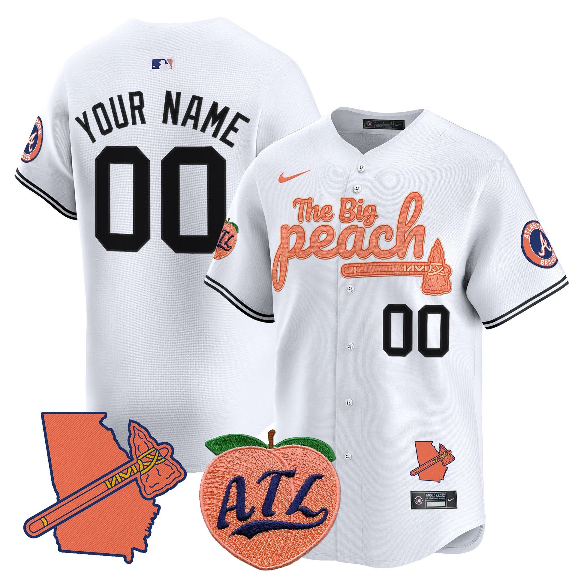 Atlanta Braves The Big Peach Vapor Premier Limited Custom Jersey V2 - All Stitched