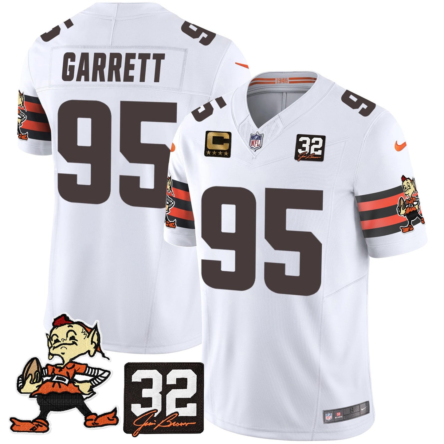 Men's Browns #32 Jim Brown Memorial Patch Vapor Limited Jersey V2 - All Stitched