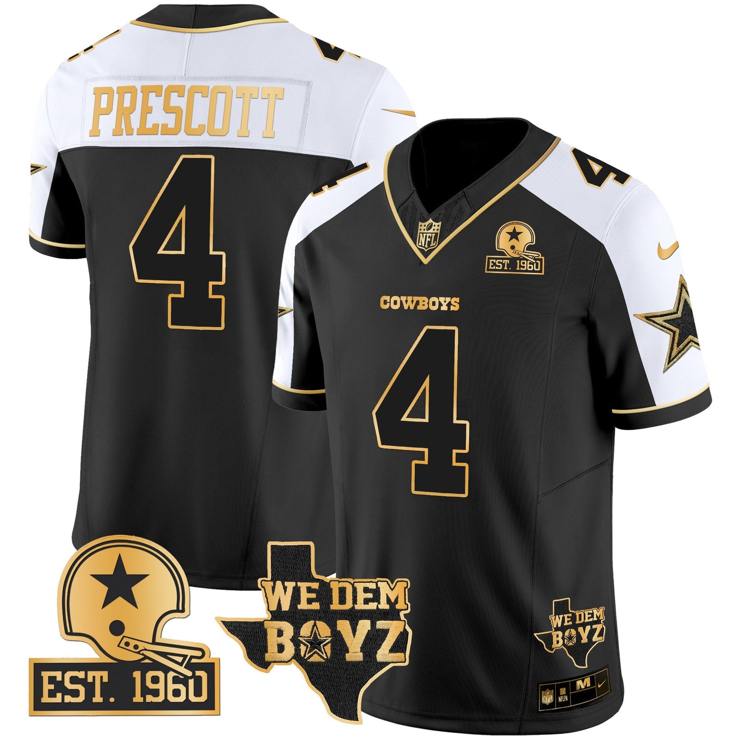 Men's Cowboys Est. 1960 & We Dem Boyz Patch Gold Vapor Limited Jersey V2 - All Stitched