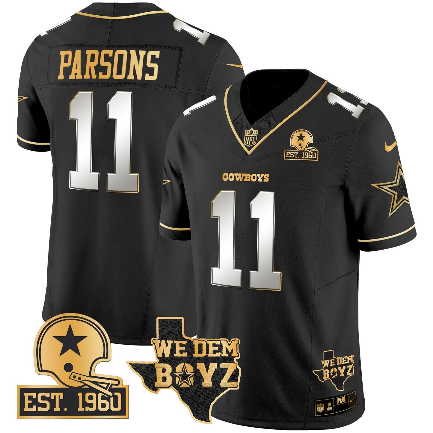 Men's Cowboys Est. 1960 & We Dem Boyz Patch Gold Vapor Limited Jersey V2 - All Stitched