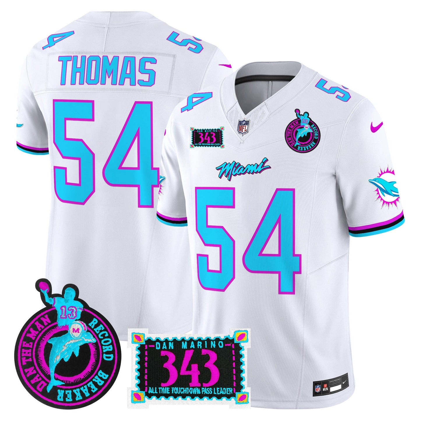 Men's Dolphins "Dan the Man Record Breaker" Patch Vapor Limited Jersey - All Stitched