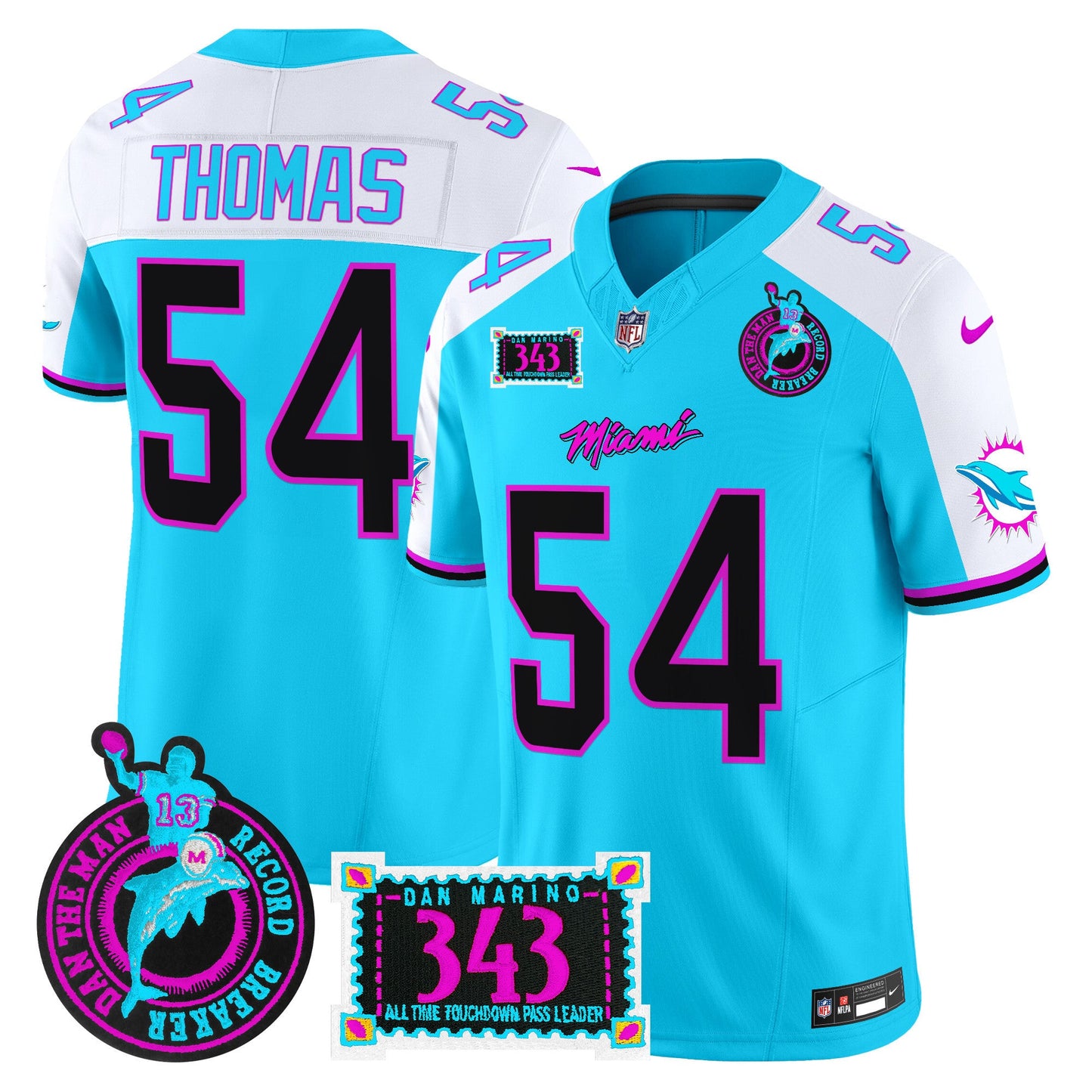 Men's Dolphins "Dan the Man Record Breaker" Patch Vapor Limited Jersey - All Stitched