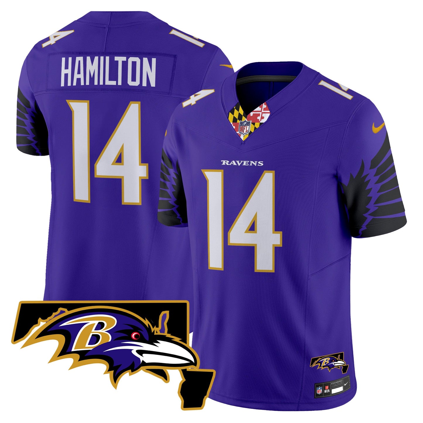 Men's Ravens Maryland Patch Vapor Limited Jersey V2 - All Stitched