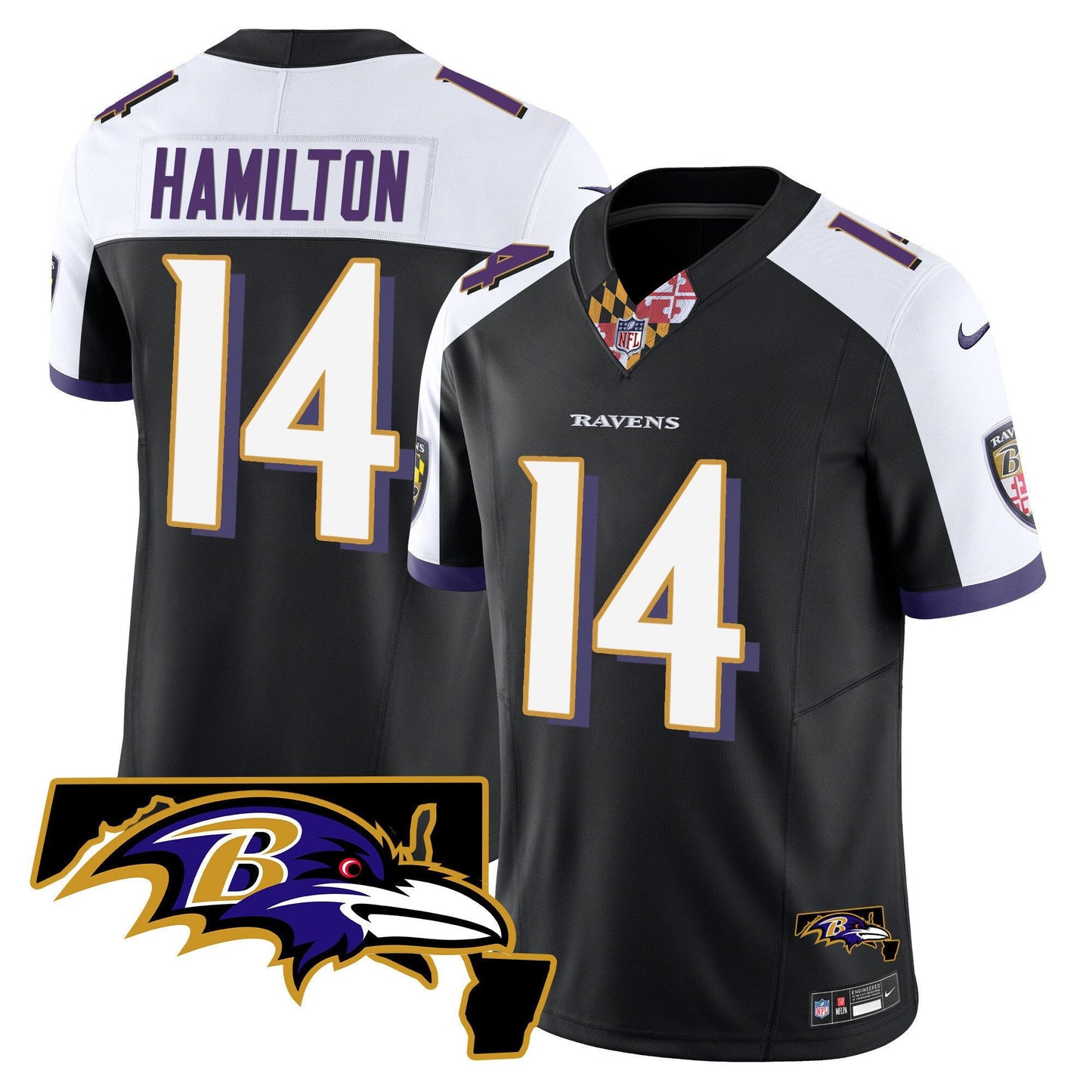 Men's Ravens Maryland Patch Vapor Limited Jersey V3 - All Stitched