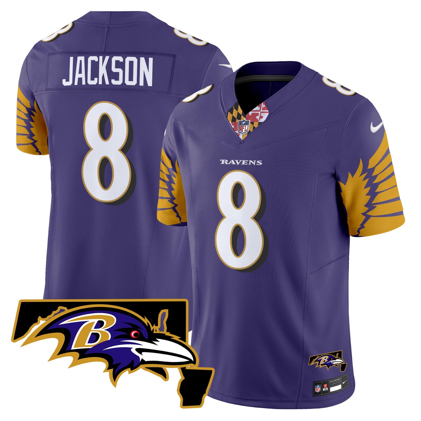 Men's Ravens Maryland Patch Vapor Limited Jersey V3 - All Stitched