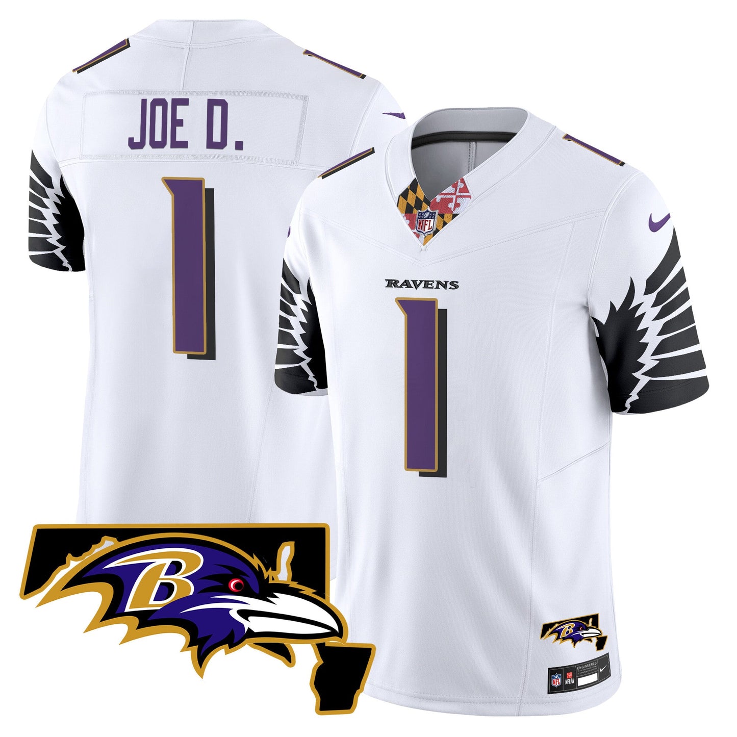 Men's Ravens Maryland Patch Vapor Limited Jersey V3 - All Stitched