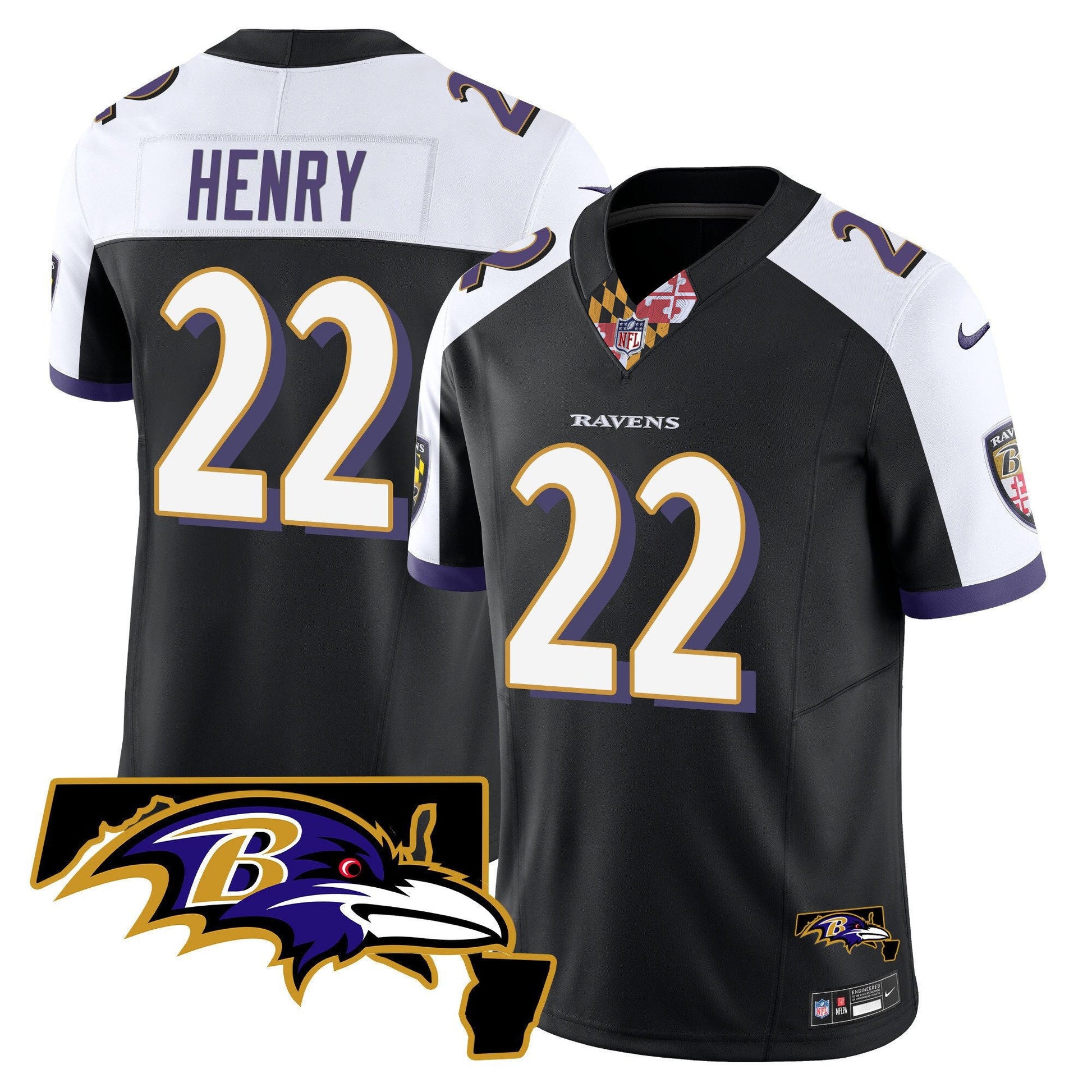 Men's Ravens Maryland Patch Vapor Limited Jersey V3 - All Stitched