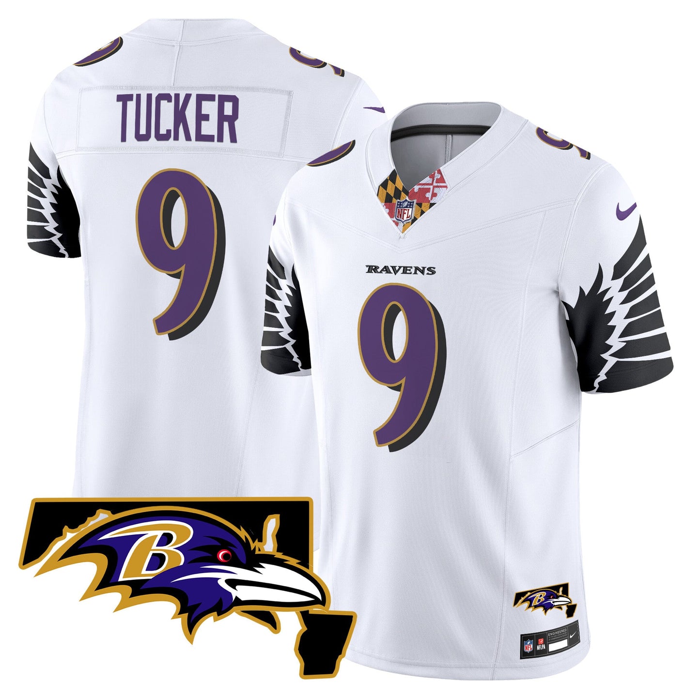 Men's Ravens Maryland Patch Vapor Limited Jersey V3 - All Stitched