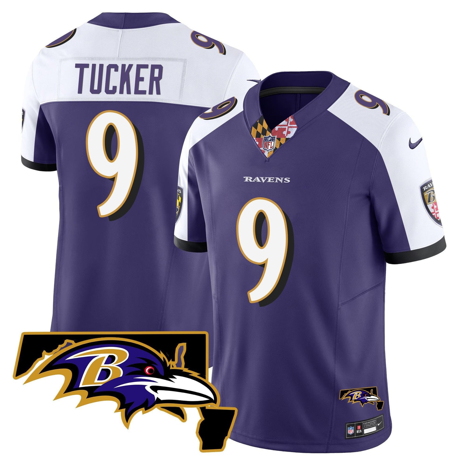 Men's Ravens Maryland Patch Vapor Limited Jersey V3 - All Stitched