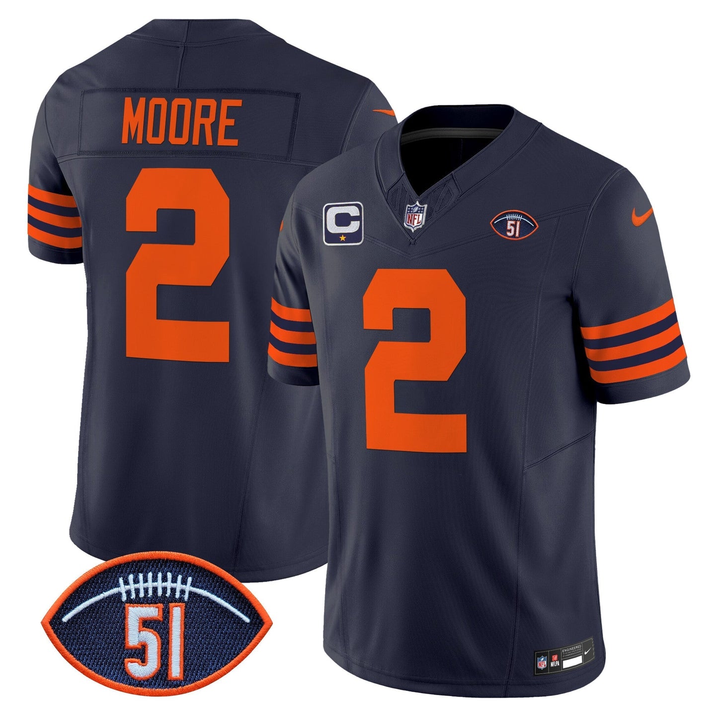 CHI Dick Butkus Patch Throwback Vapor Limited Jersey - All Stitched