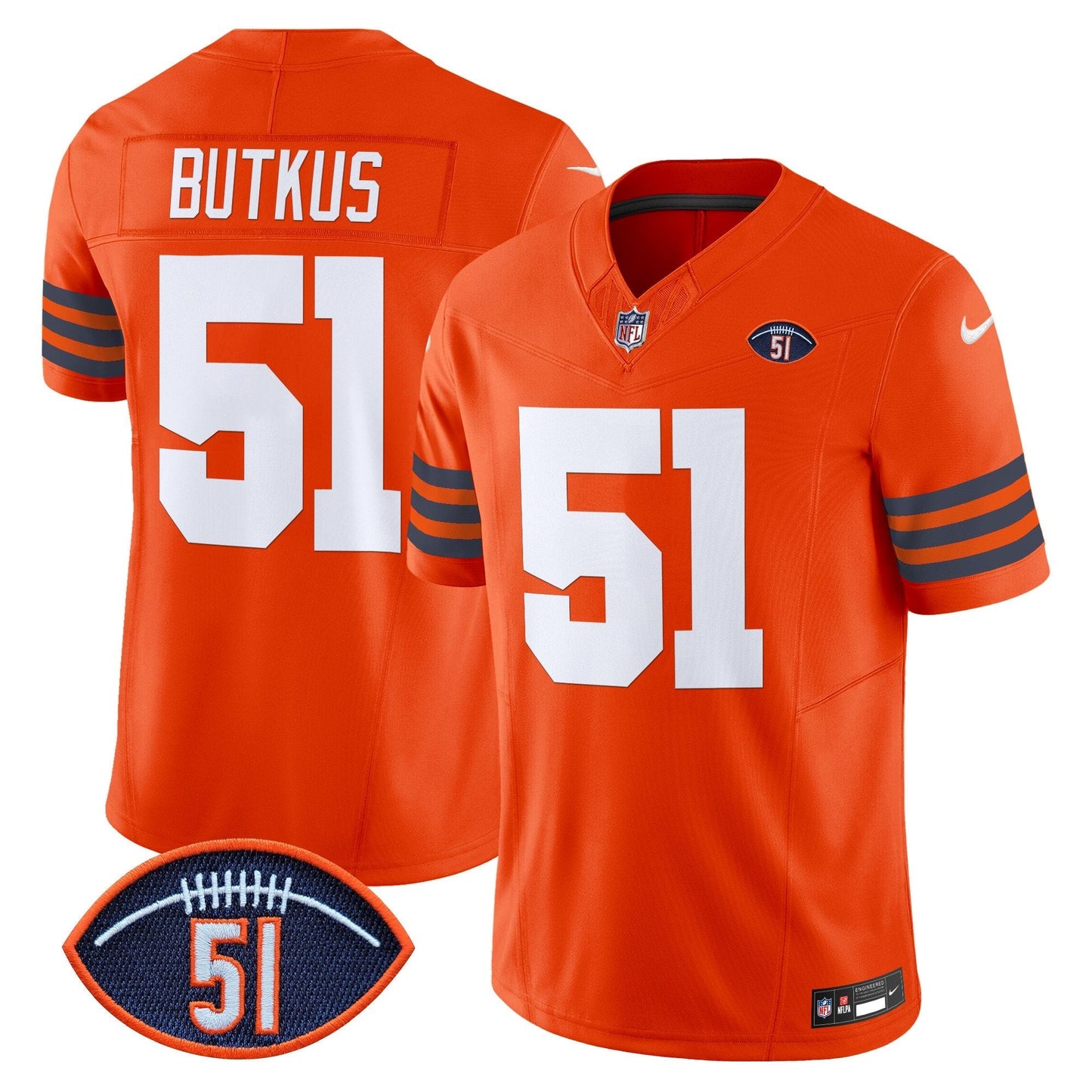 Men's Chicago Bears Dick Butkus Patch Throwback Vapor Limited Jersey - All Stitched
