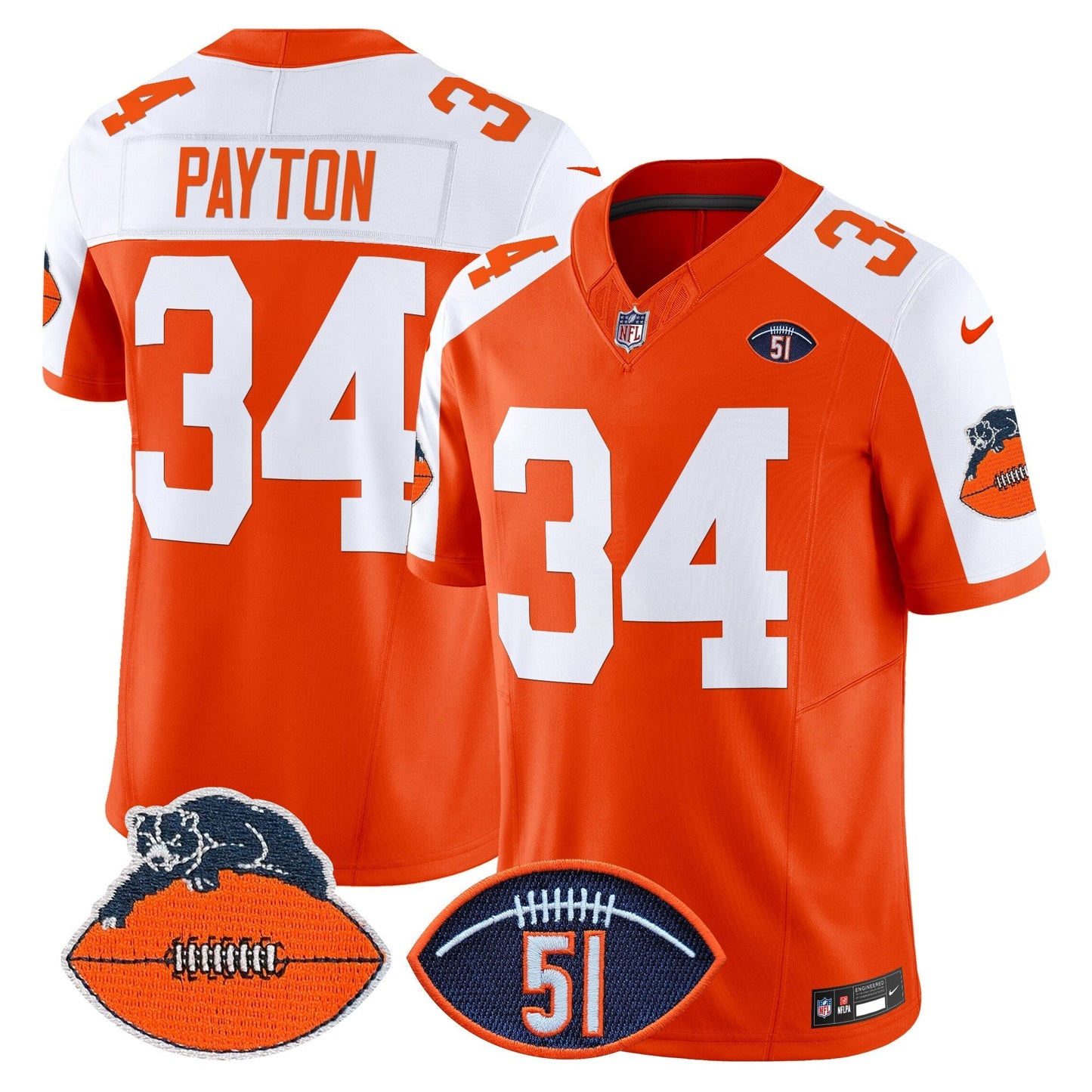 CHI Dick Butkus Patch Throwback Vapor Limited Jersey - All Stitched