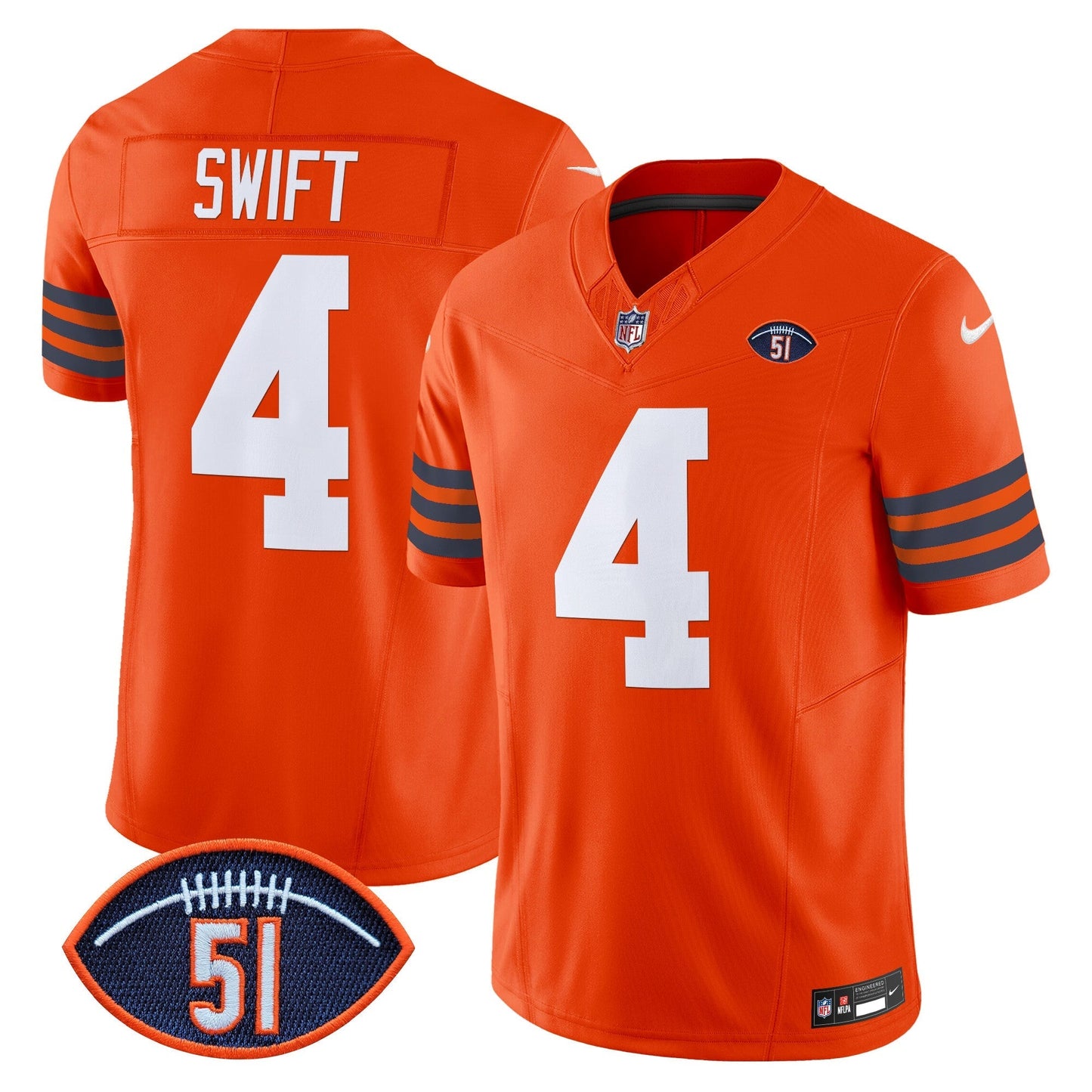 CHI Dick Butkus Patch Throwback Vapor Limited Jersey - All Stitched