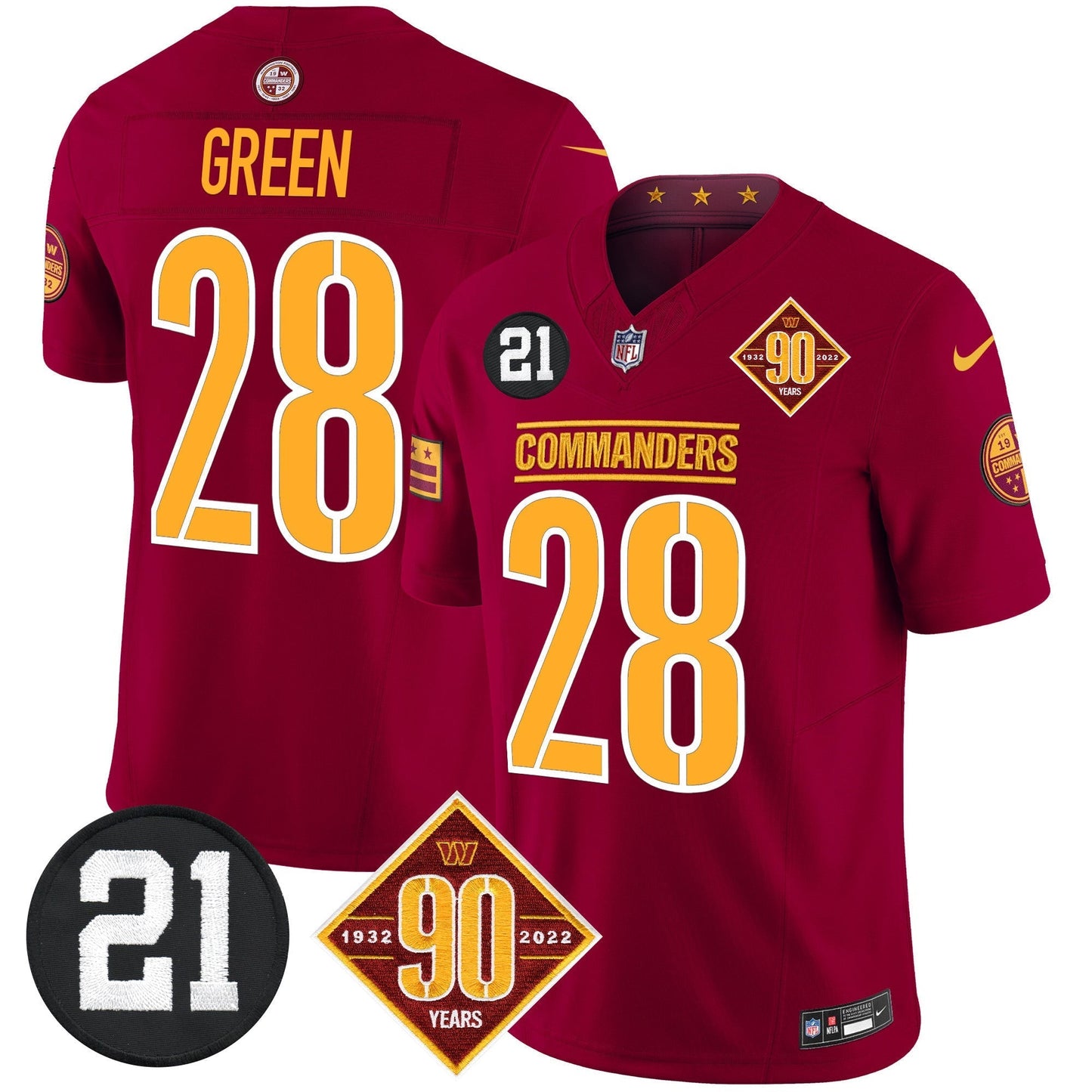 Men's Washington Commanders 90th & Sean Taylor Patch Vapor Limited Jersey - All Stitched