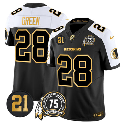 Men's Washington Redskins 75th & Sean Taylor Patch Gold Vapor Limited Jersey - All Stitched