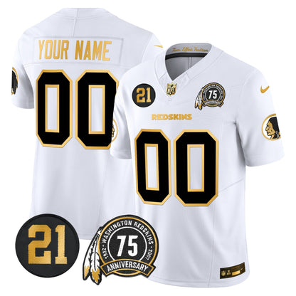 Washington Redskins 75th & Sean Taylor Patch Gold Vapor Limited Custom Jersey - All Stitched