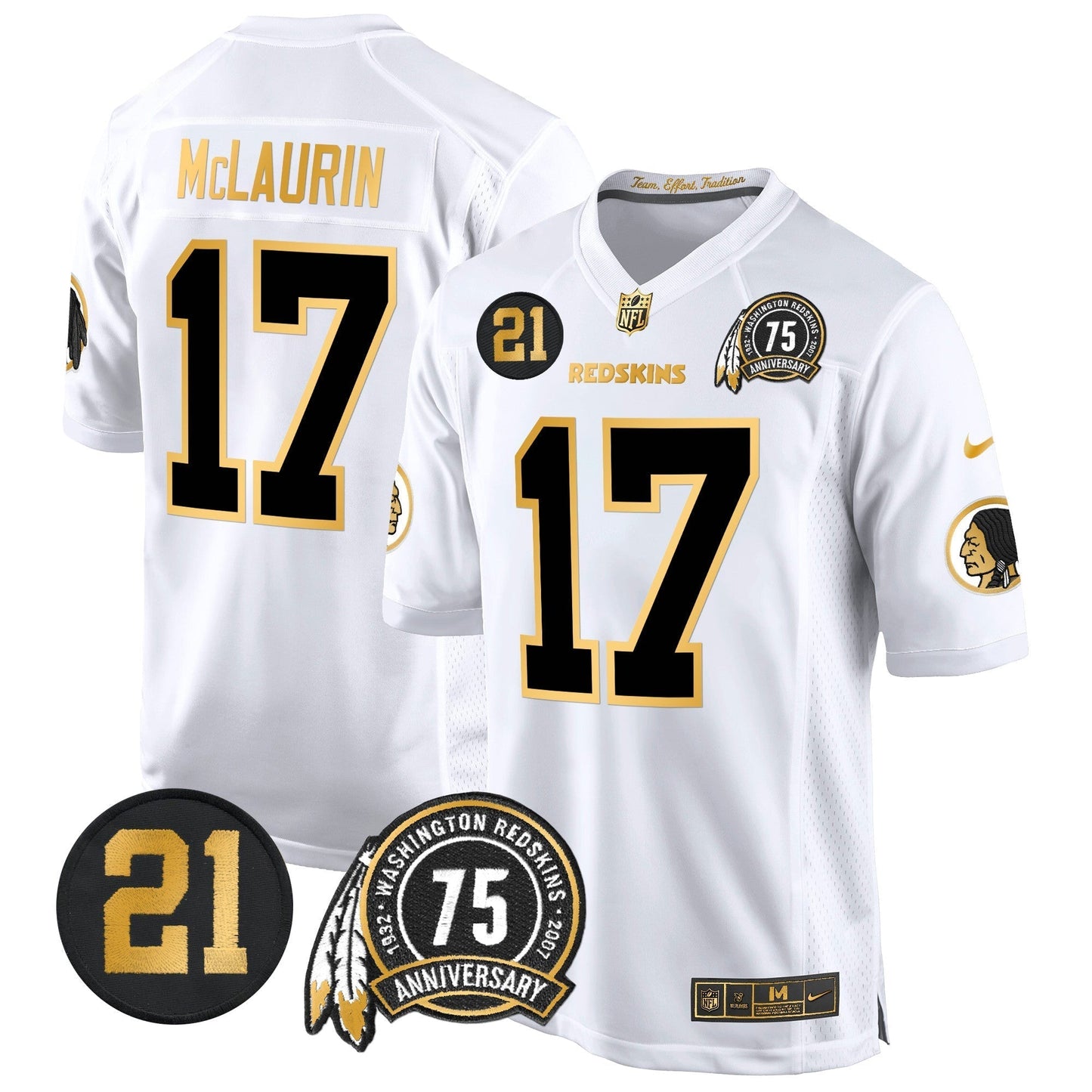 WR 75th & Sean Taylor Patch Gold Game Jersey - All Stitched