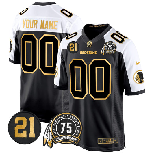 WR 75th & Sean Taylor Patch Gold Game Custom Jersey - All Stitched