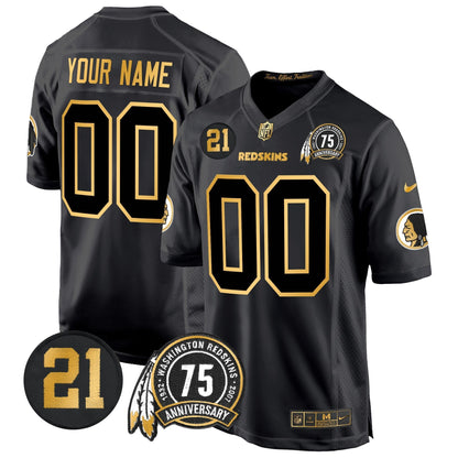 WR 75th & Sean Taylor Patch Gold Game Custom Jersey - All Stitched