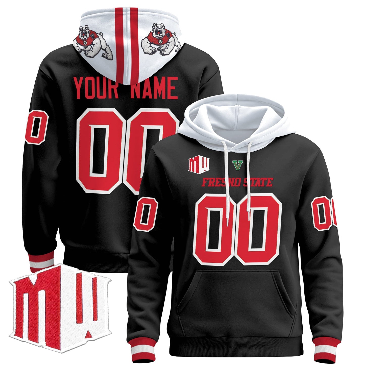 Fresno State Bulldogs 2024 Custom Pullover Hoodie - All Stitched