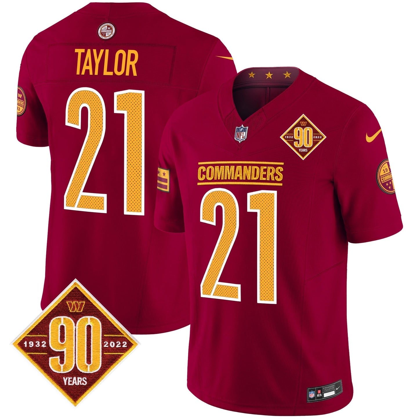 Men's Washington Commanders 90th Anniversary Vapor Limited Jersey V4 - All Stitched