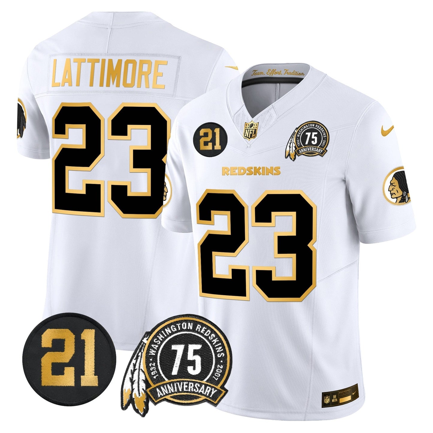 Men's Washington Redskins 75th & Sean Taylor Patch Gold Vapor Limited Jersey - All Stitched