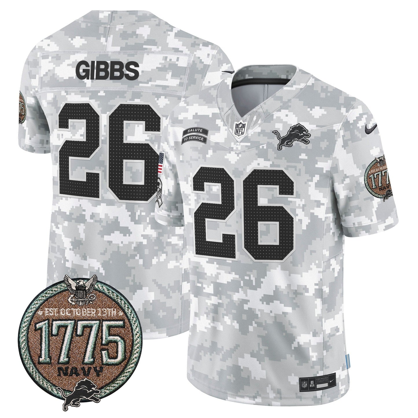 DET 2024 Salute to Service Establishment Year Patch Vapor Limited Jersey - All Stitched