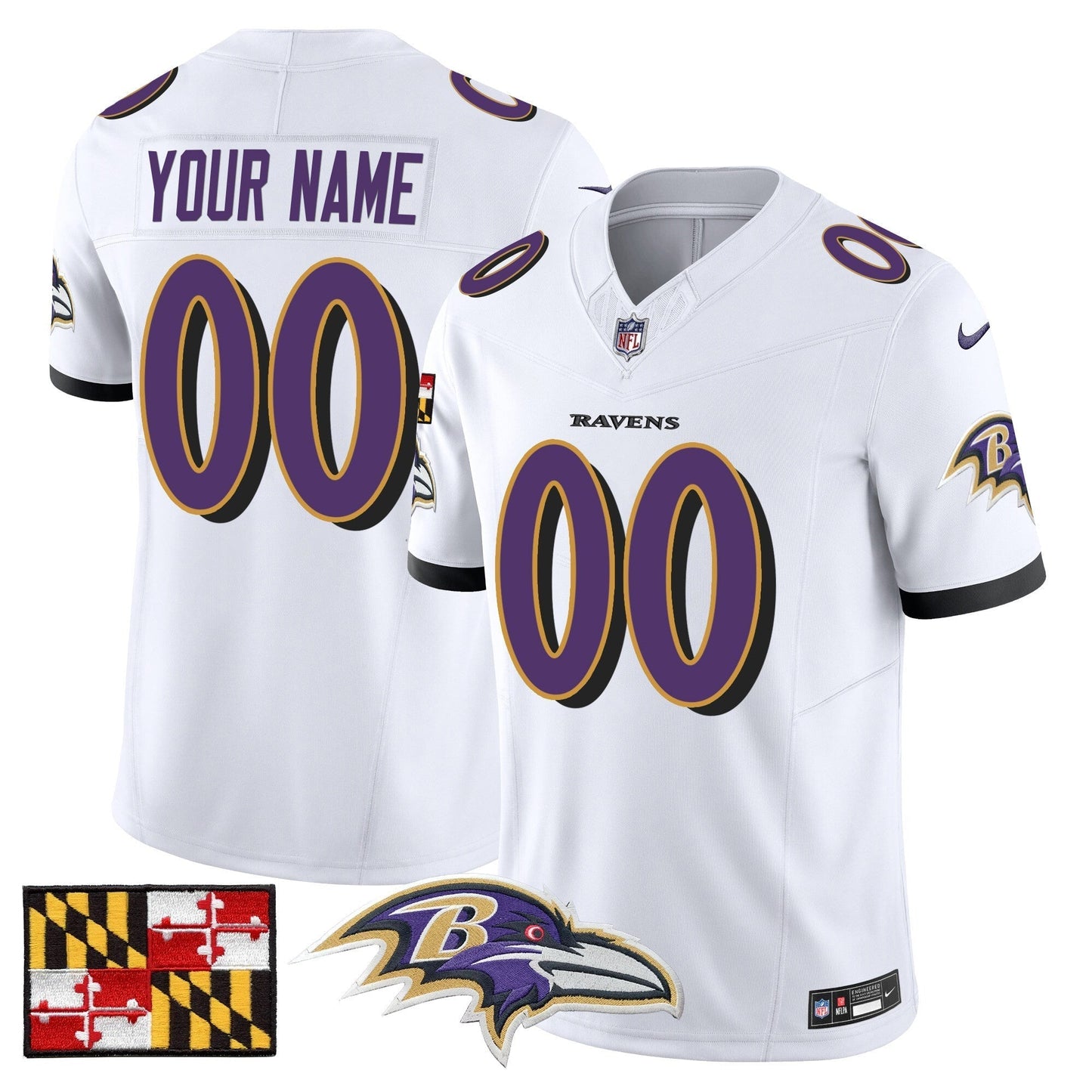 BAL 2024 Maryland Flag Vapor Limited Custom Jersey - All Stitched