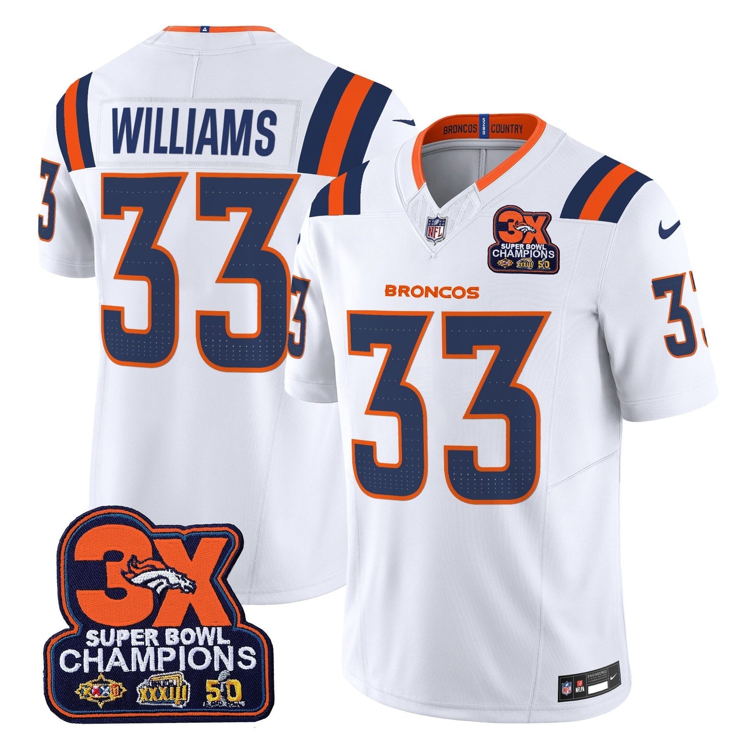 DEN 3-Time Champions Patch Vapor Limited Jersey V2 - All Stitched