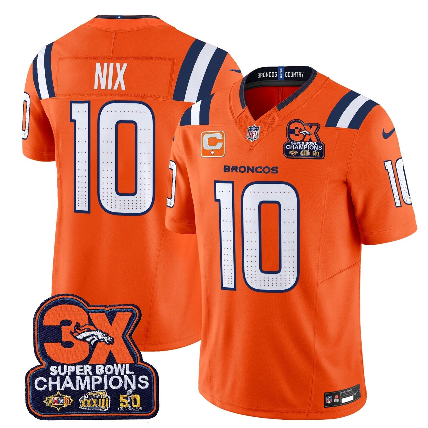 DEN 3-Time Champions Patch Vapor Limited Jersey V2 - All Stitched