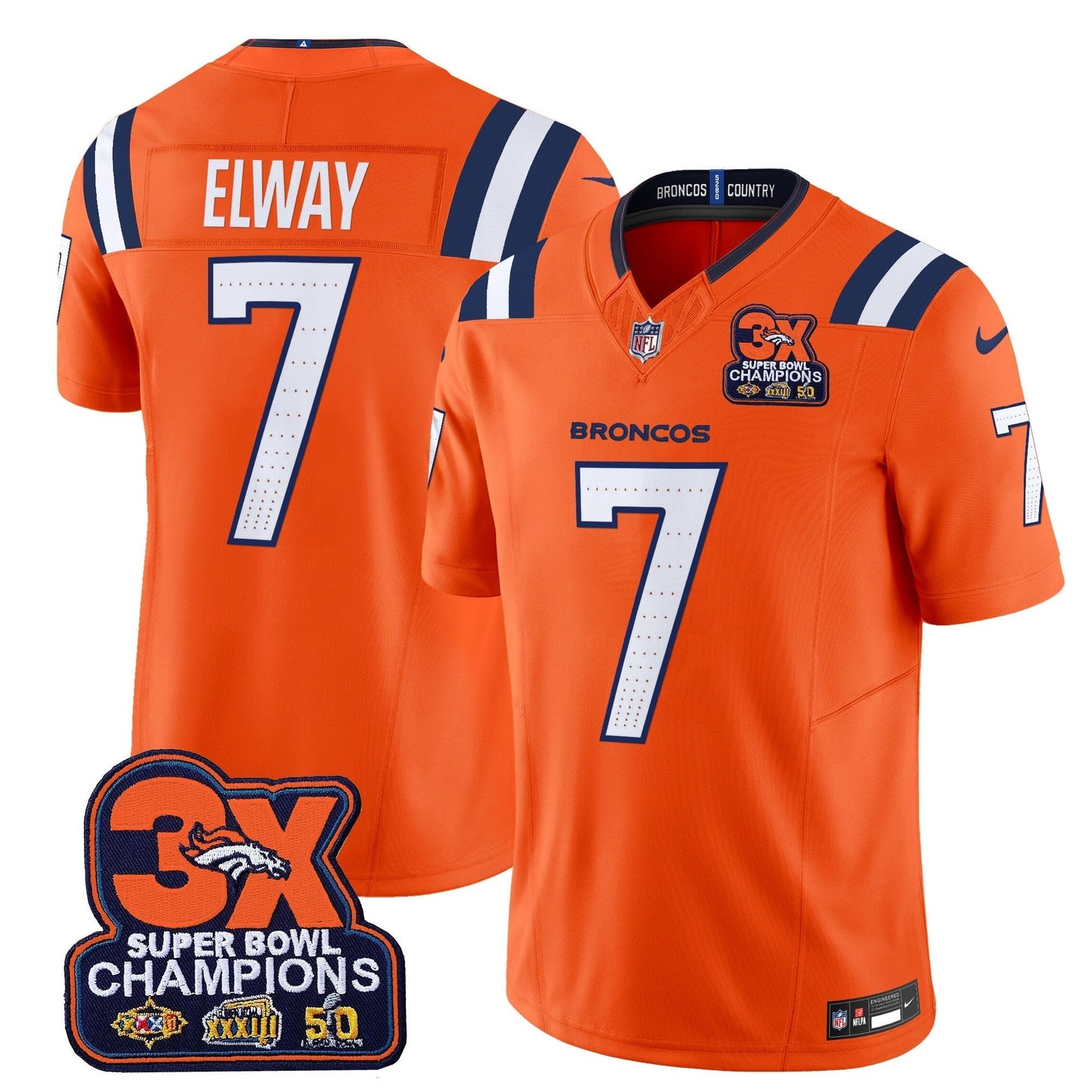 DEN 3-Time Champions Patch Vapor Limited Jersey V2 - All Stitched