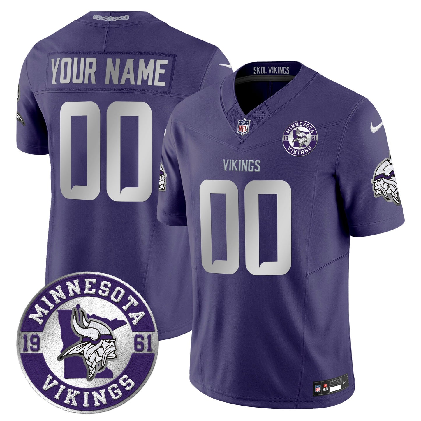 Minnesota Vikings 2024 Vapor Limited Custom Jersey - Est. 1961 Patch - All Stitched