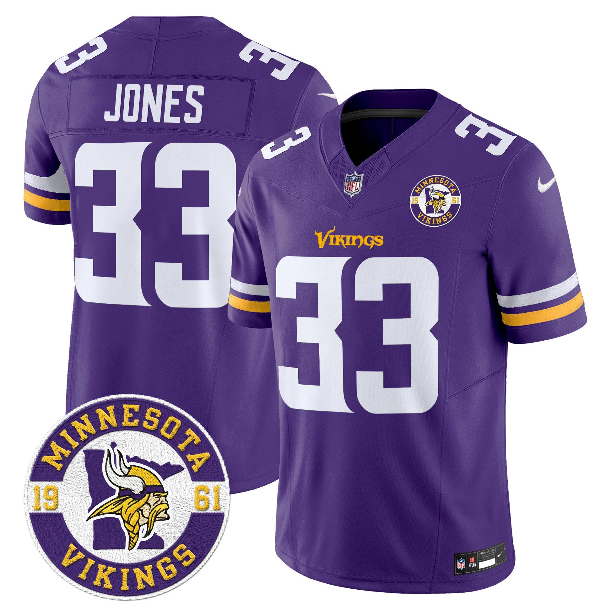 Men's Minnesota Vikings 2024 Vapor Limited Jersey V2 - Est. 1961 Patch - All Stitched