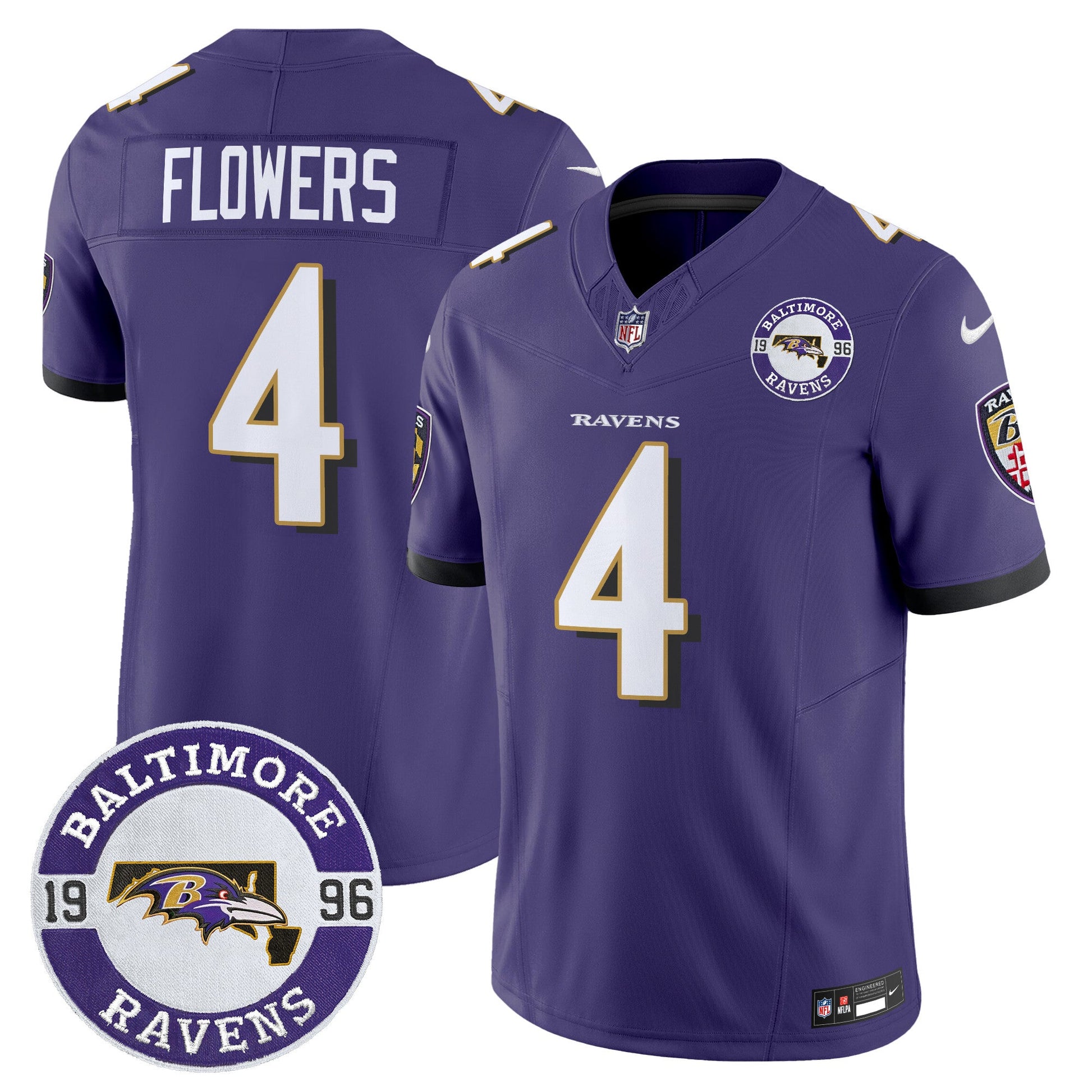 Men's Ravens 2024 Vapor Limited Jersey - Est. 1996 Patch - All Stitched