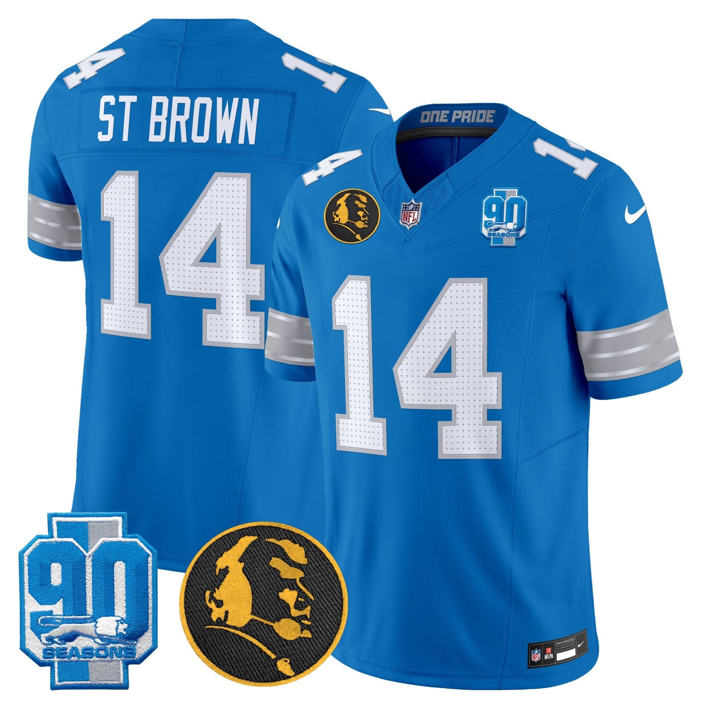 Men's Detroit Lions 2024 90th & John Madden Patch Vapor Limited Jersey - All Stitched