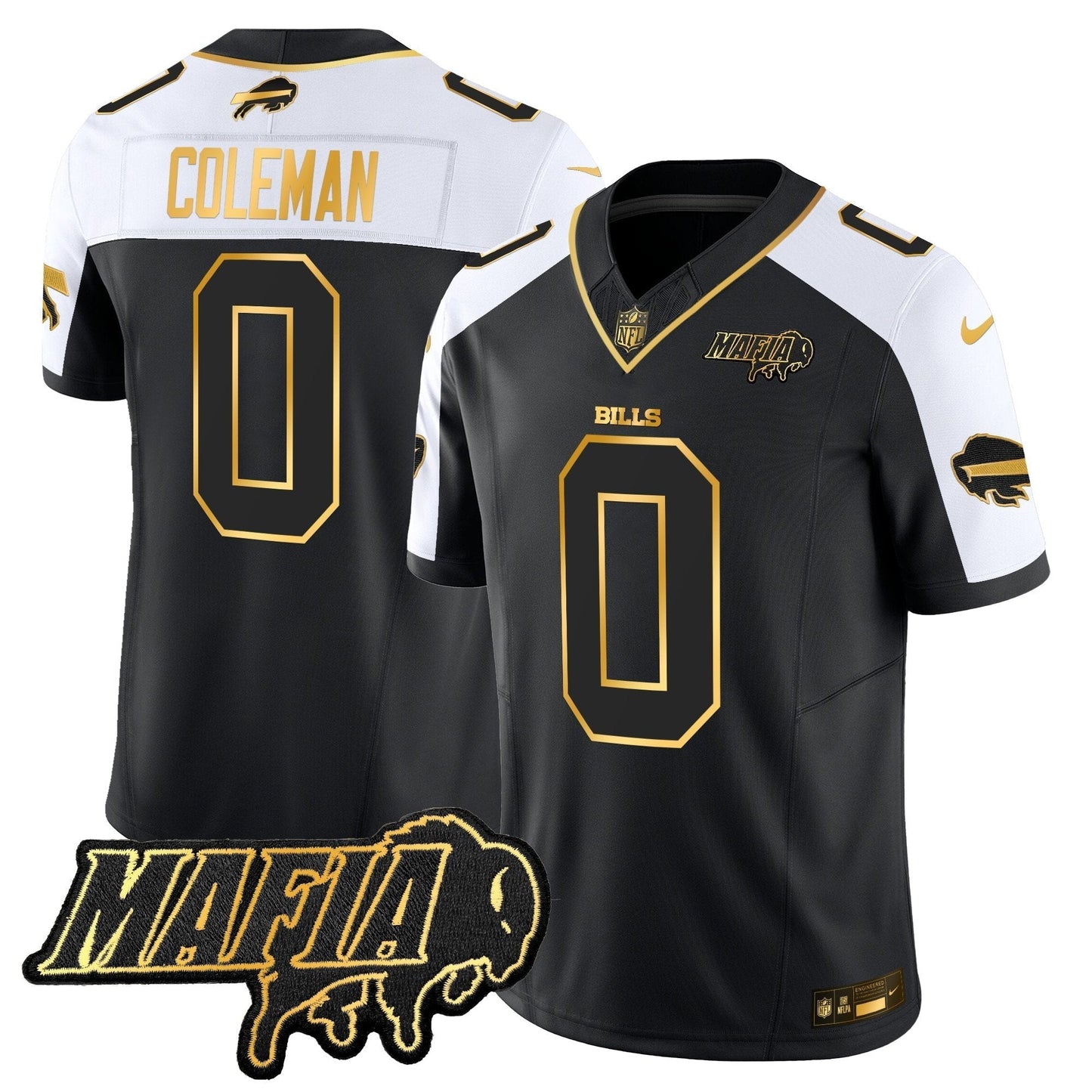 BUF 2024 Bills Mafia Patch Gold Vapor Limited Jersey - All Stitched