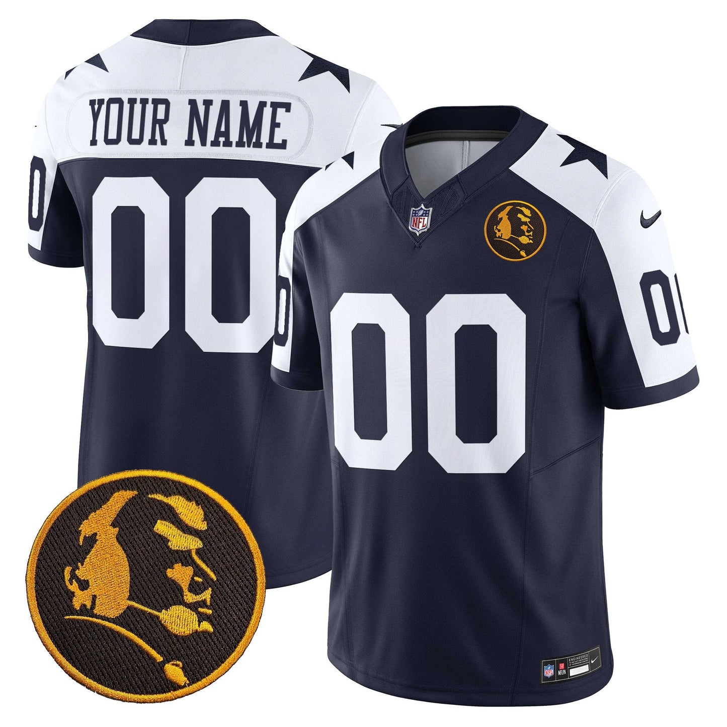 Cowboys Texas & John Madden Patch Vapor Limited Custom Jersey V2 - All Stitched