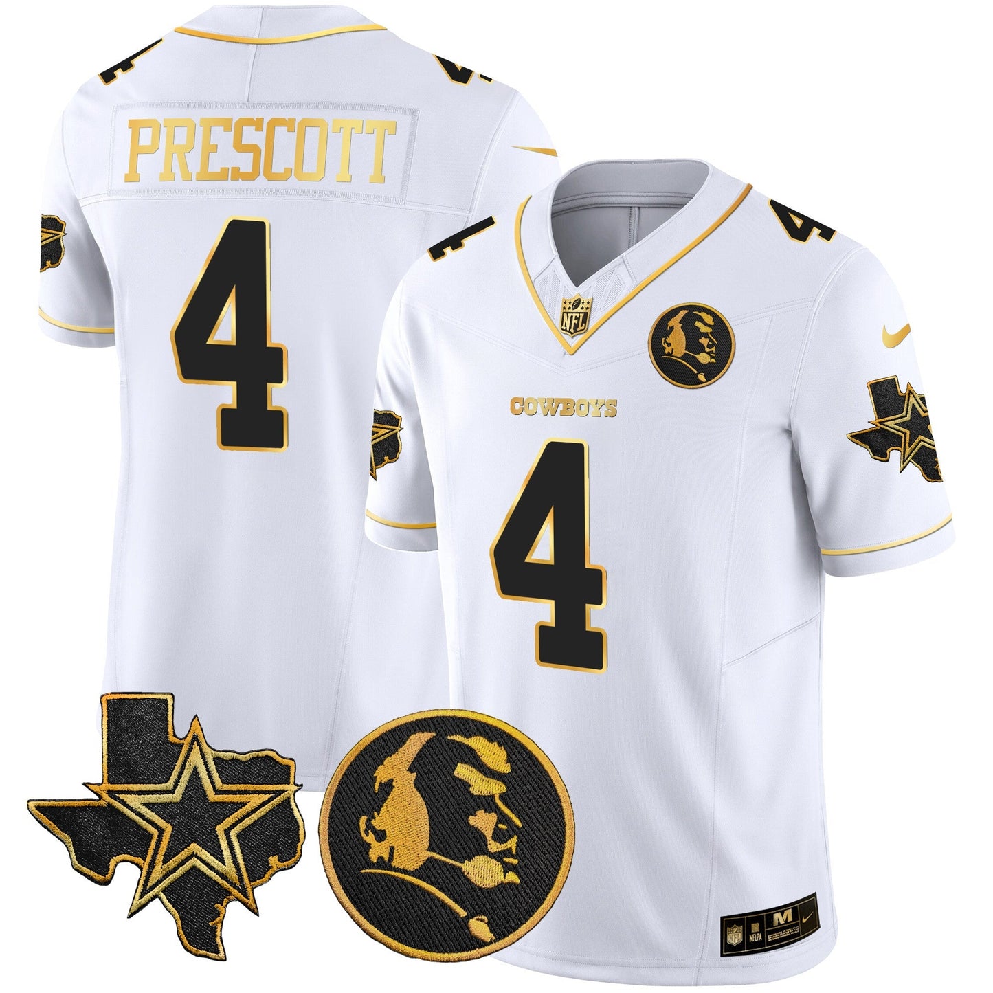 Cowboys Texas & John Madden Patch Gold Vapor Limited Jersey - All Stitched