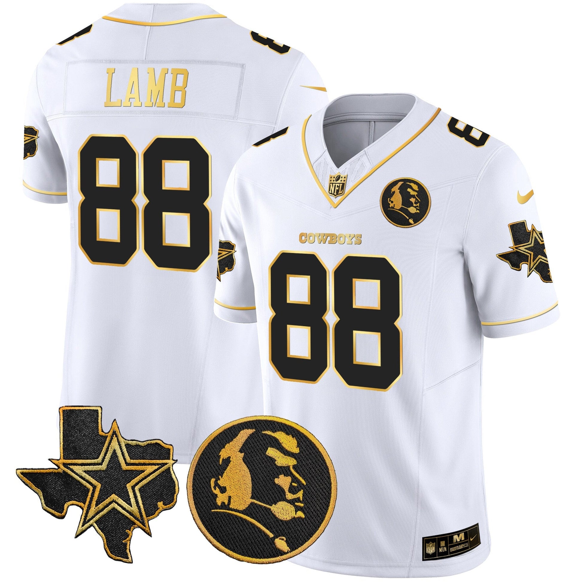 Cowboys Texas & John Madden Patch Gold Vapor Limited Jersey - All Stitched