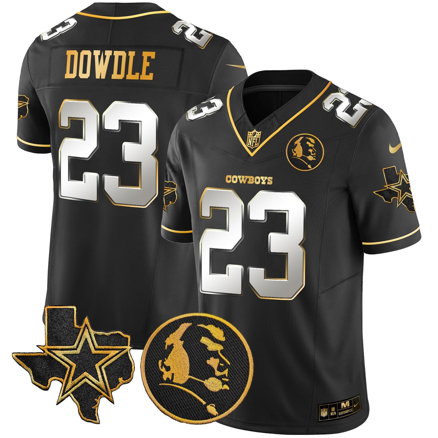 Cowboys Texas & John Madden Patch Gold Vapor Limited Jersey - All Stitched