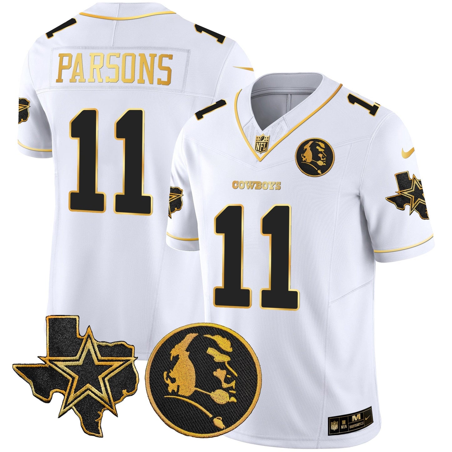 Cowboys Texas & John Madden Patch Gold Vapor Limited Jersey - All Stitched