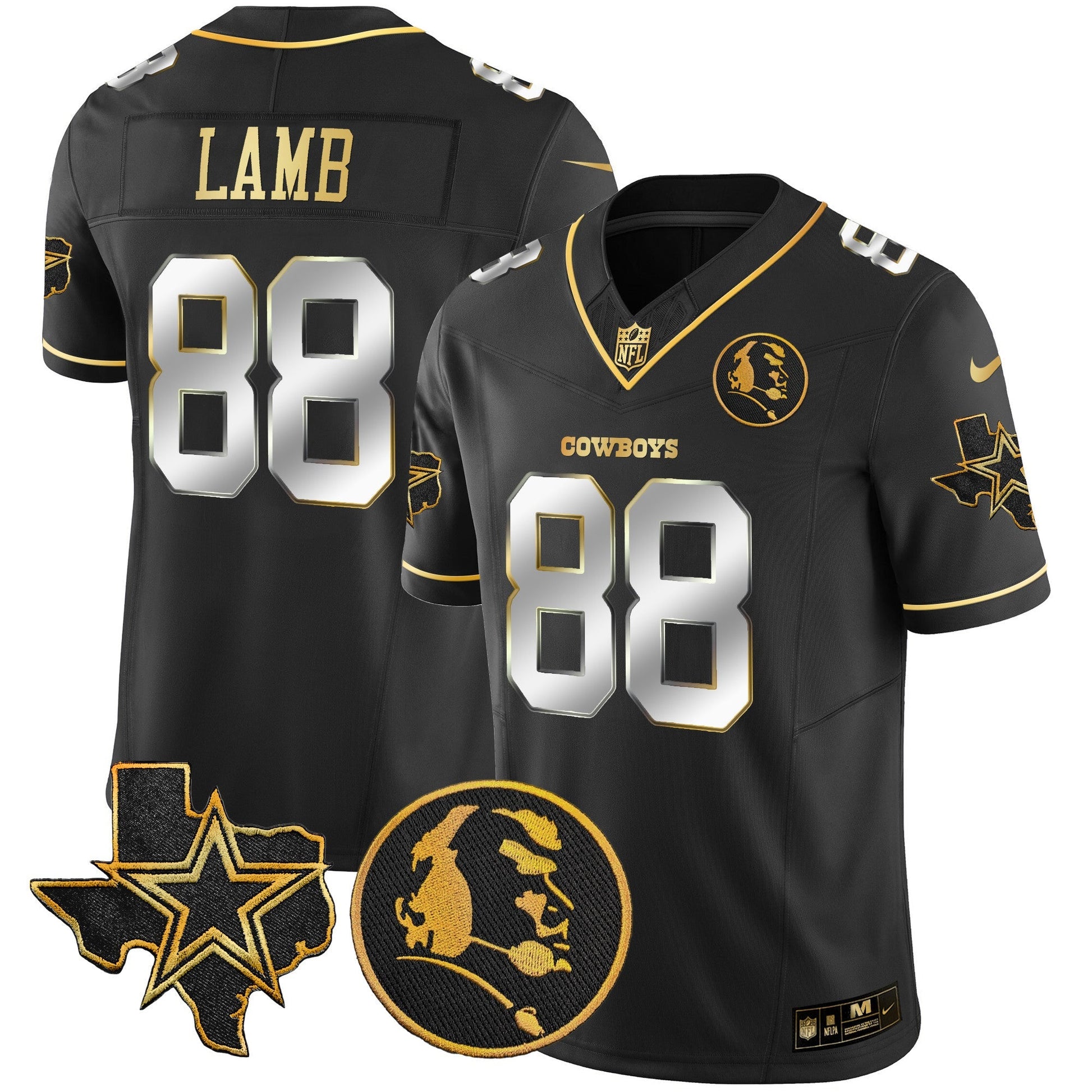 Cowboys Texas & John Madden Patch Gold Vapor Limited Jersey - All Stitched