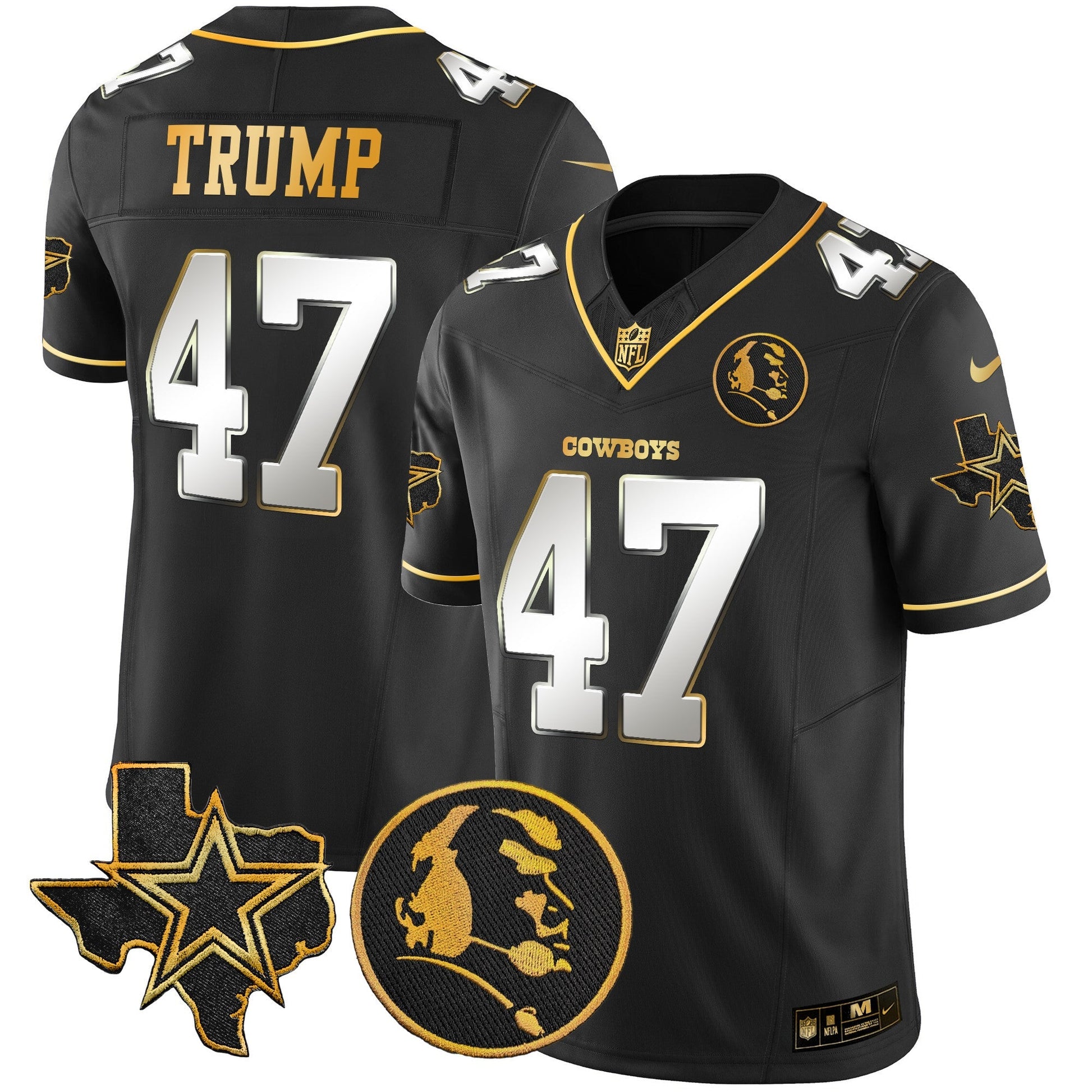 Cowboys Texas & John Madden Patch Gold Vapor Limited Jersey - All Stitched