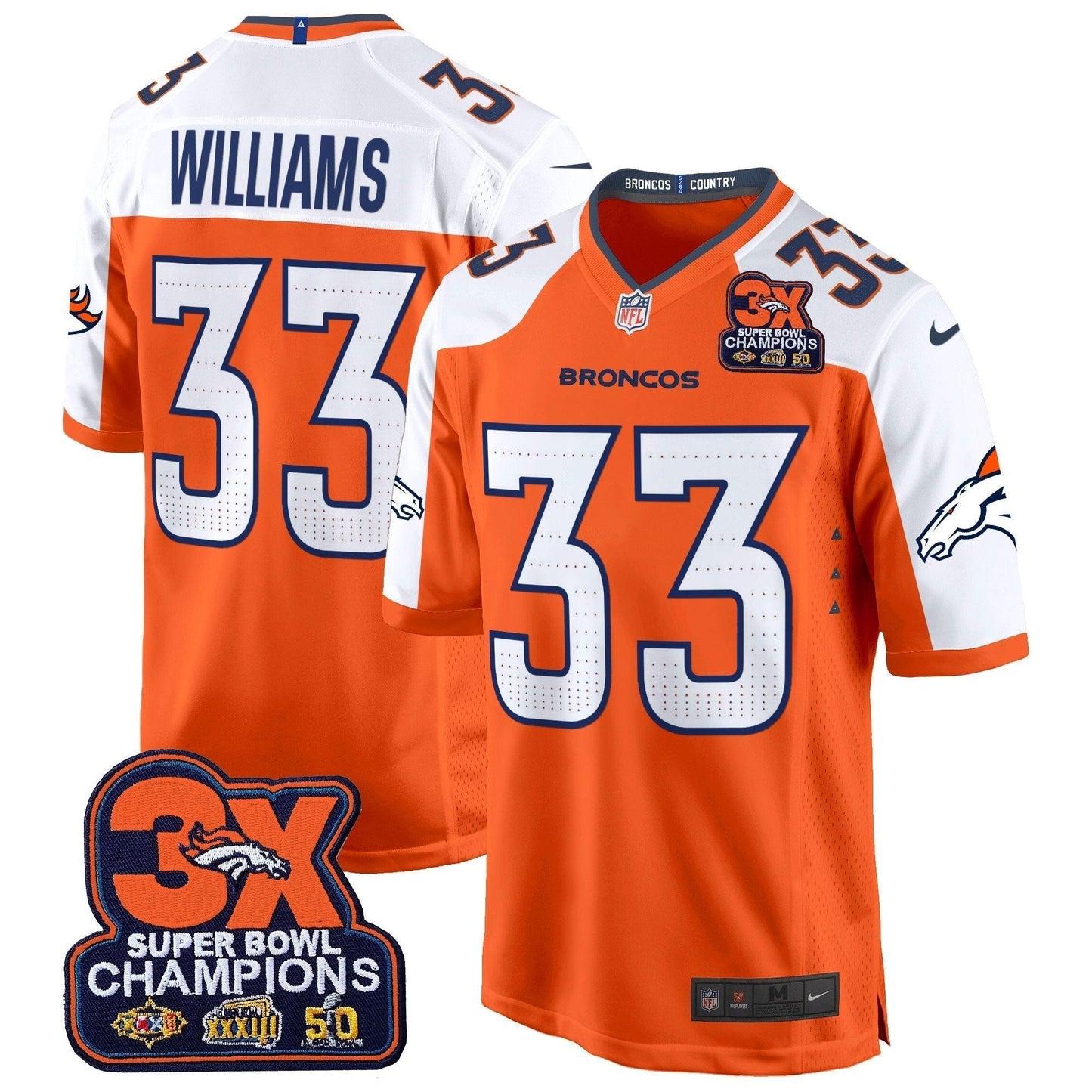 DEN 3-Time Champions Patch Game Jersey - Al Stitched