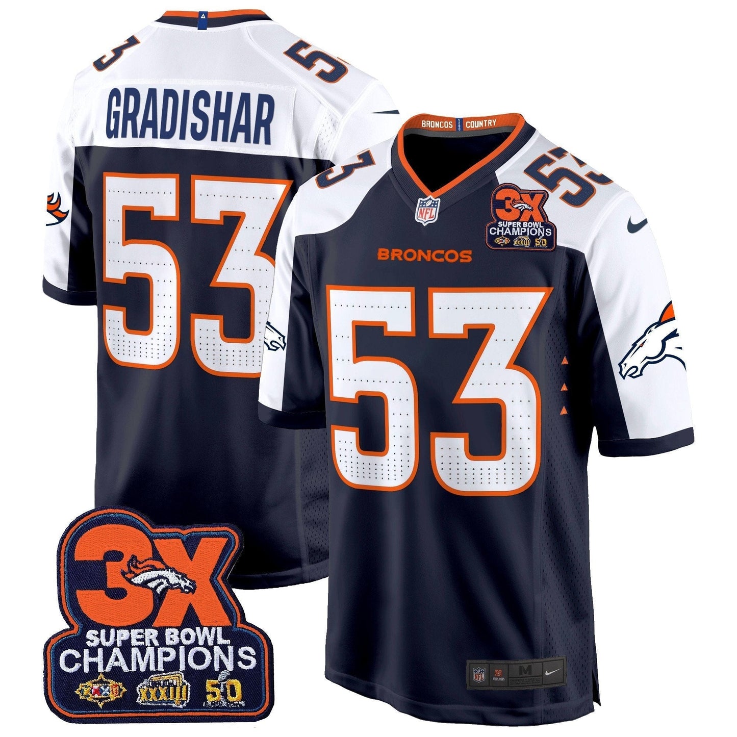 DEN 3-Time Champions Patch Game Jersey - Al Stitched