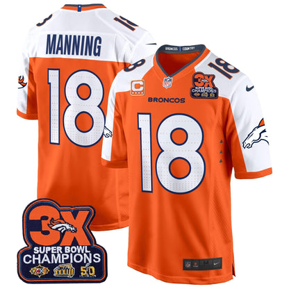 DEN 3-Time Champions Patch Game Jersey - Al Stitched