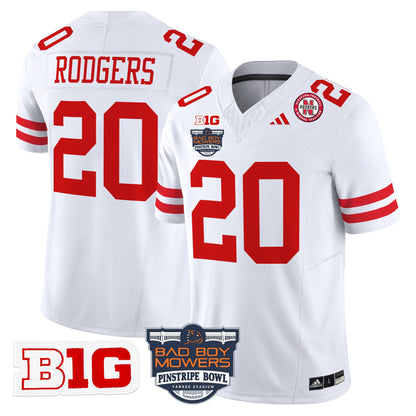 Men's Nebraska Cornhuskers 2025 Pinstripe Bowl Patch Vapor Limited Jersey - All Stitched