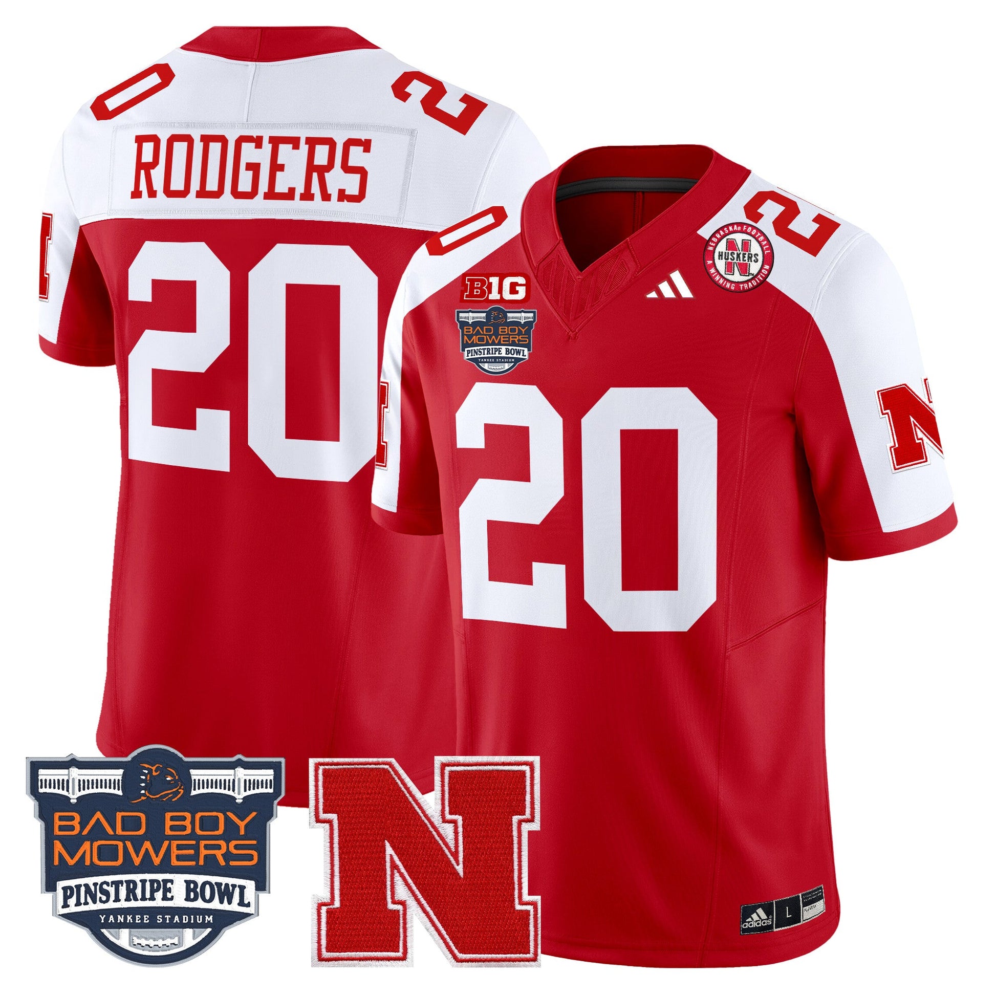 Men's Nebraska Cornhuskers 2025 Pinstripe Bowl Patch Vapor Limited Jersey - All Stitched